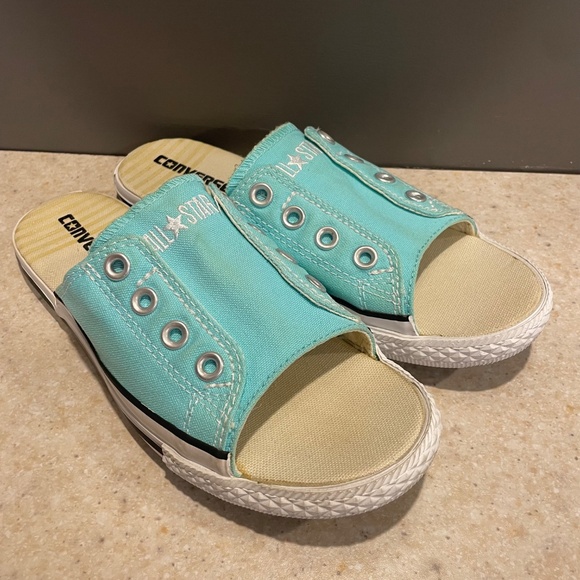 CONVERSE Vintage Y2K Cutaway Sneaker Slide Sandal Slip On Aqua Mint Blue Unisex - Picture 1 of 11